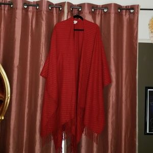Wine Red Coverall Wrap Poncho One size